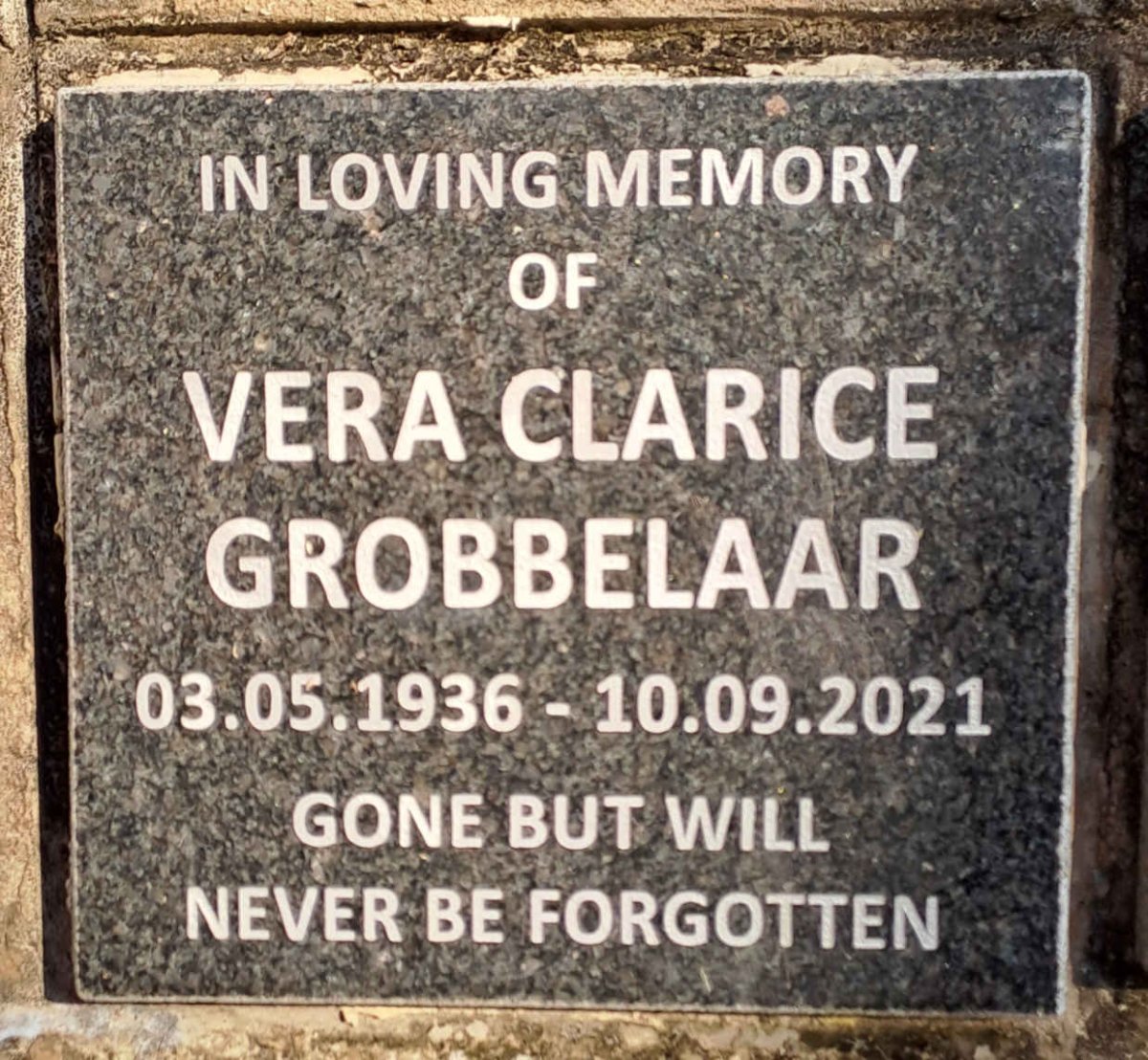 GROBBELAAR Vera Clarice 1936-2021