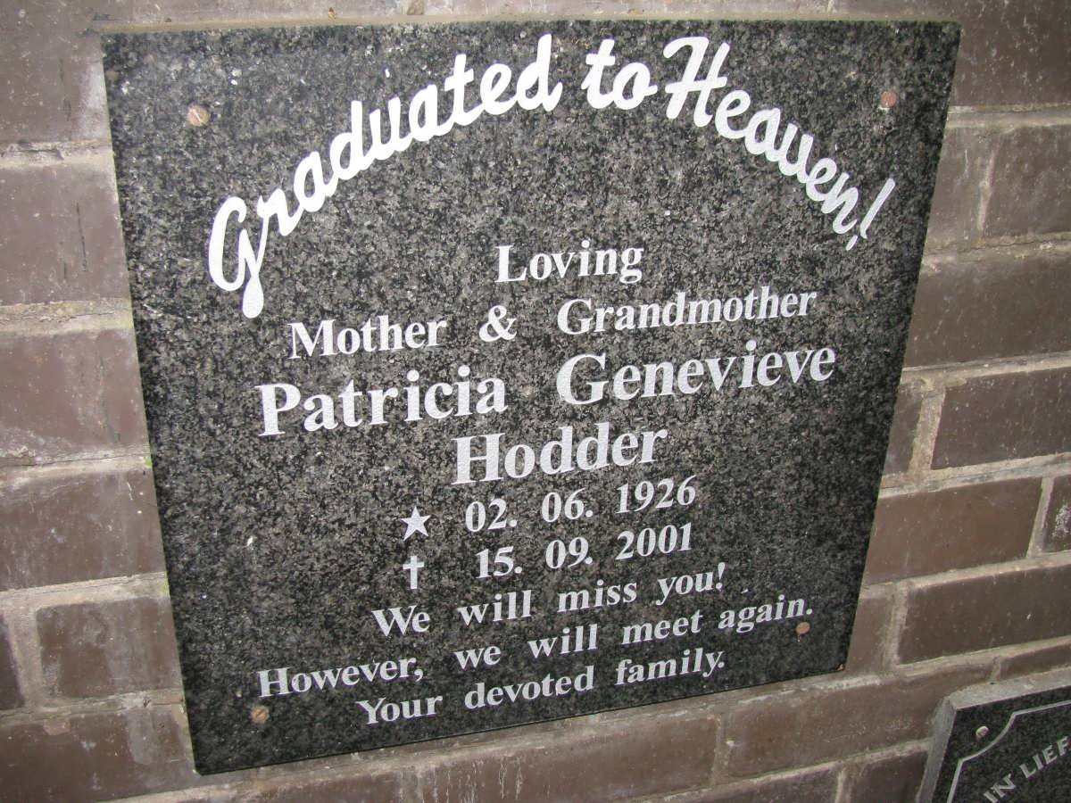 HODDER Patricia Genevieve 1926-2001