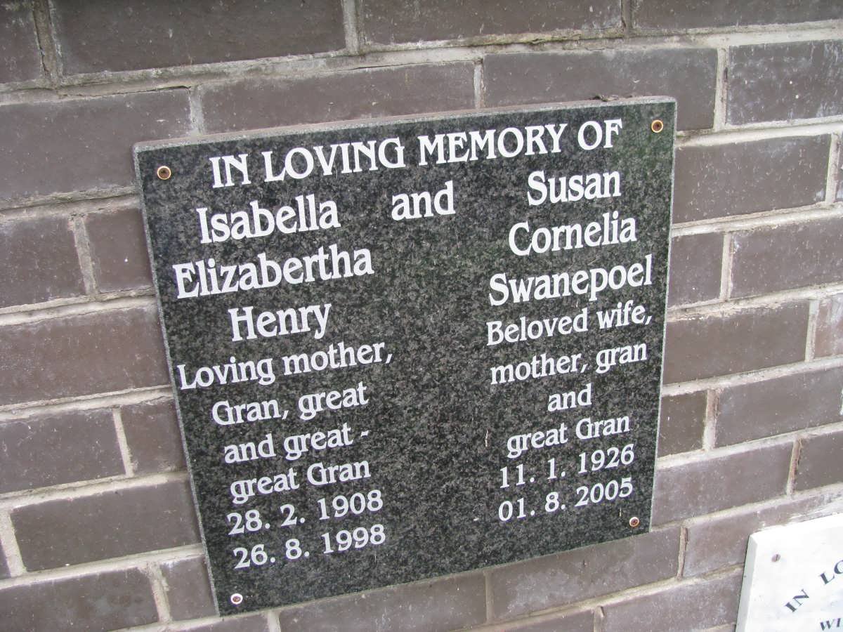 HENRY Isabella Elizabertha 1908-1998 :: SWANEPOEL Susan Cornelia 1926-2005