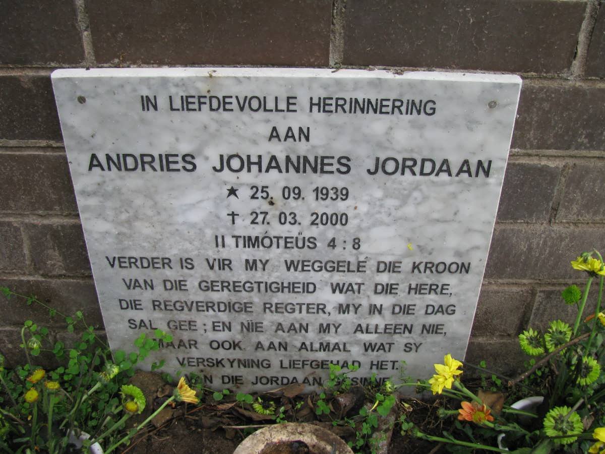JORDAAN Andries Johannes 1939-2000