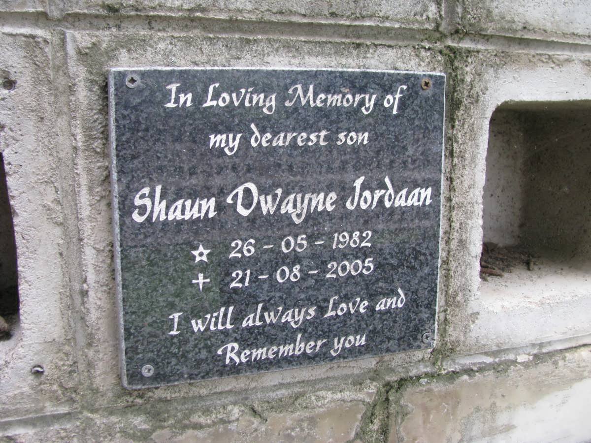 JORDAAN Shaun Dwayne 1982-2005
