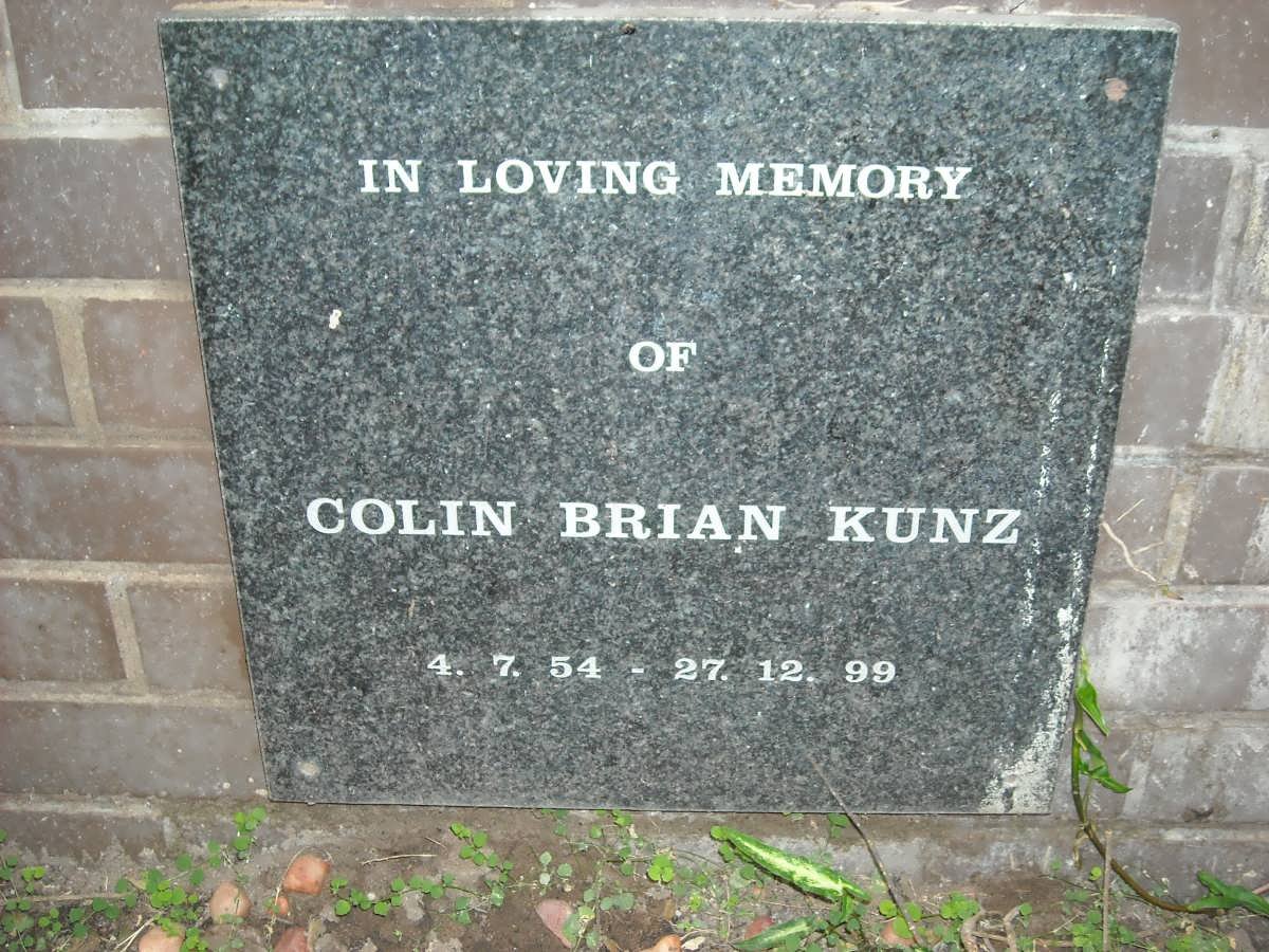 KUNZ Colin Brian 1954-1999