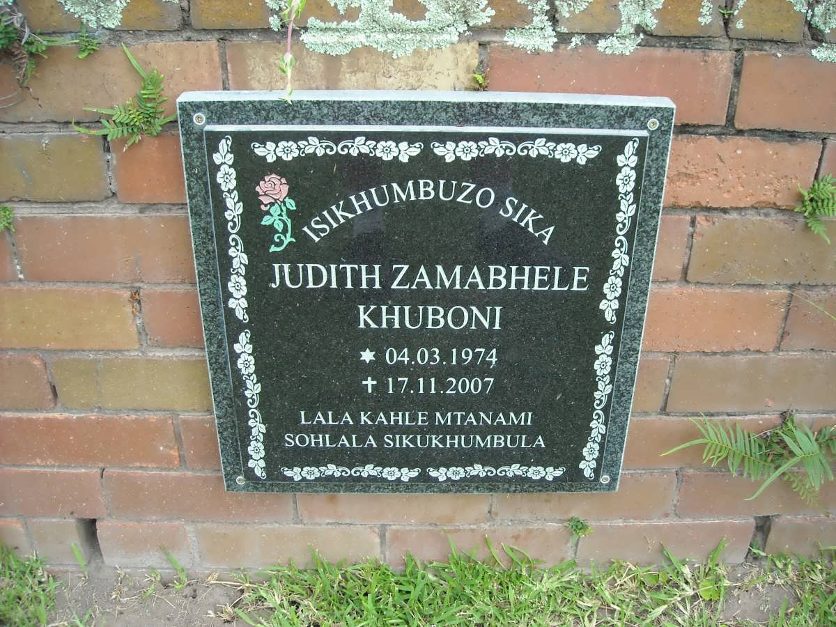 KHUBONI Judith Zamabhele 1974-2007