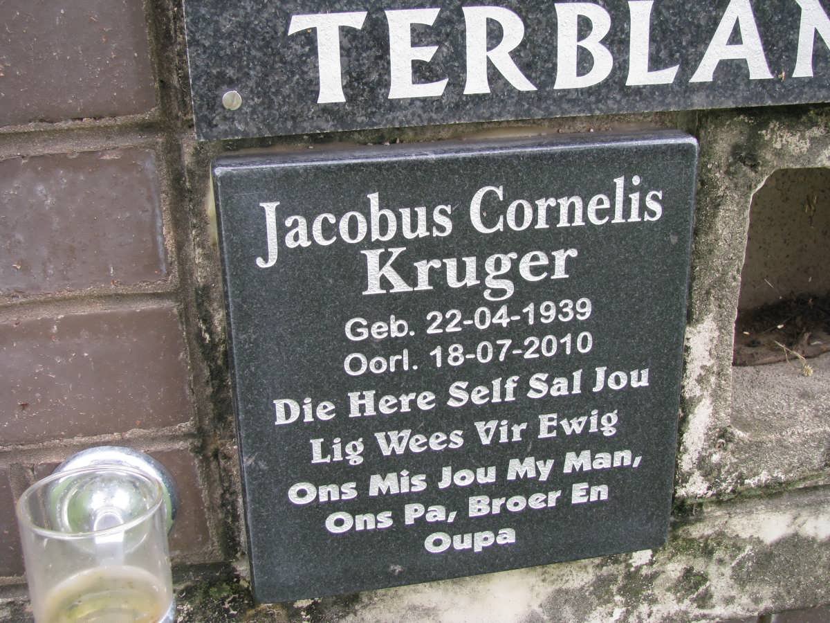 KRUGER Jacobus Cornelis 1939-2010