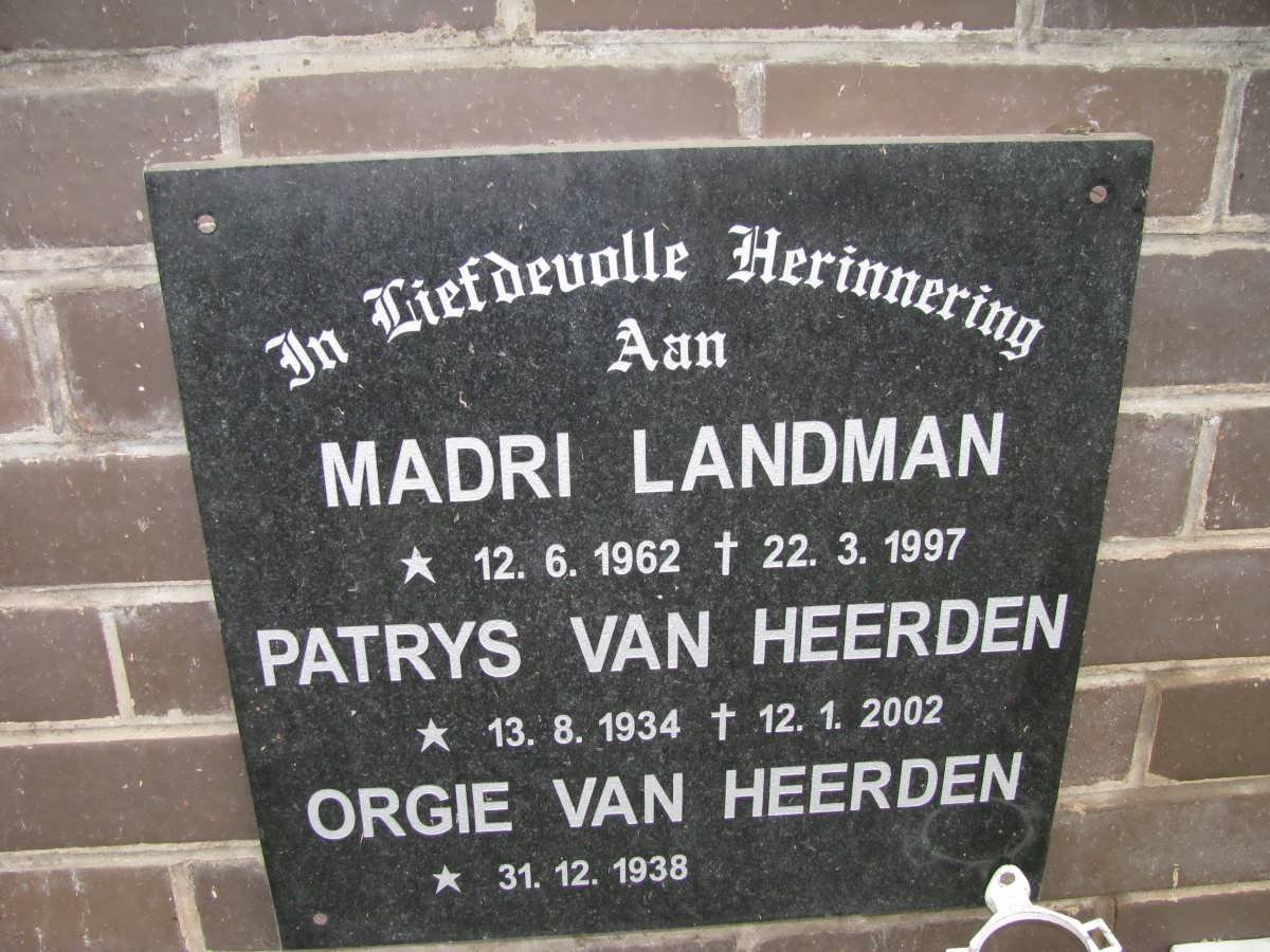 LANDMAN Madri 1962-1997 :: VAN HEERDEN Patrys 1934-2002 :: VAN HEERDEN Orgie 1938-