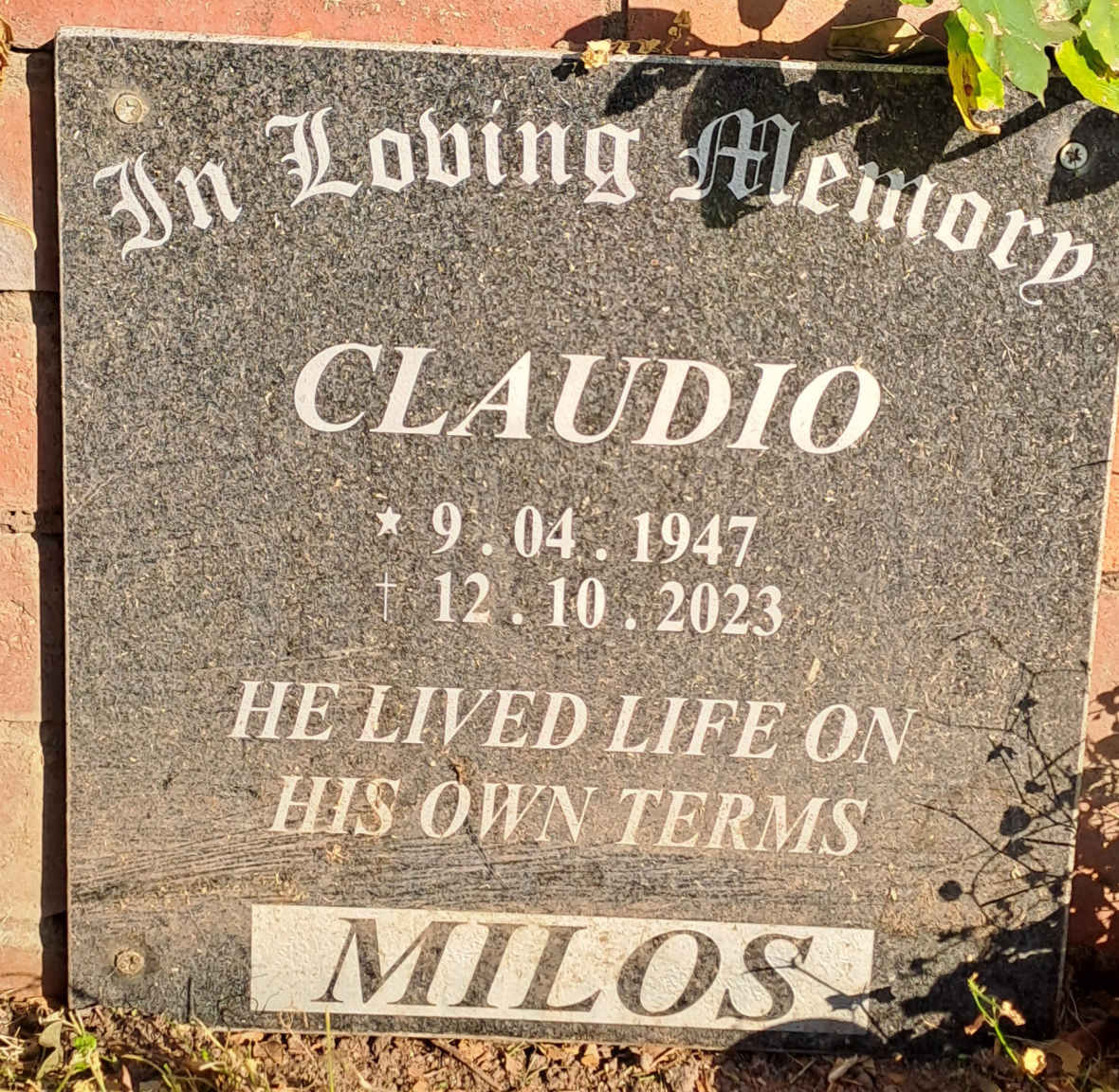 MILOS Claudio 1947-2023