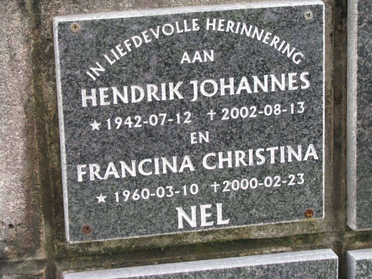 NEL Hendrik Johannes 1942-2002 &amp; Francina Christina 1960-2000