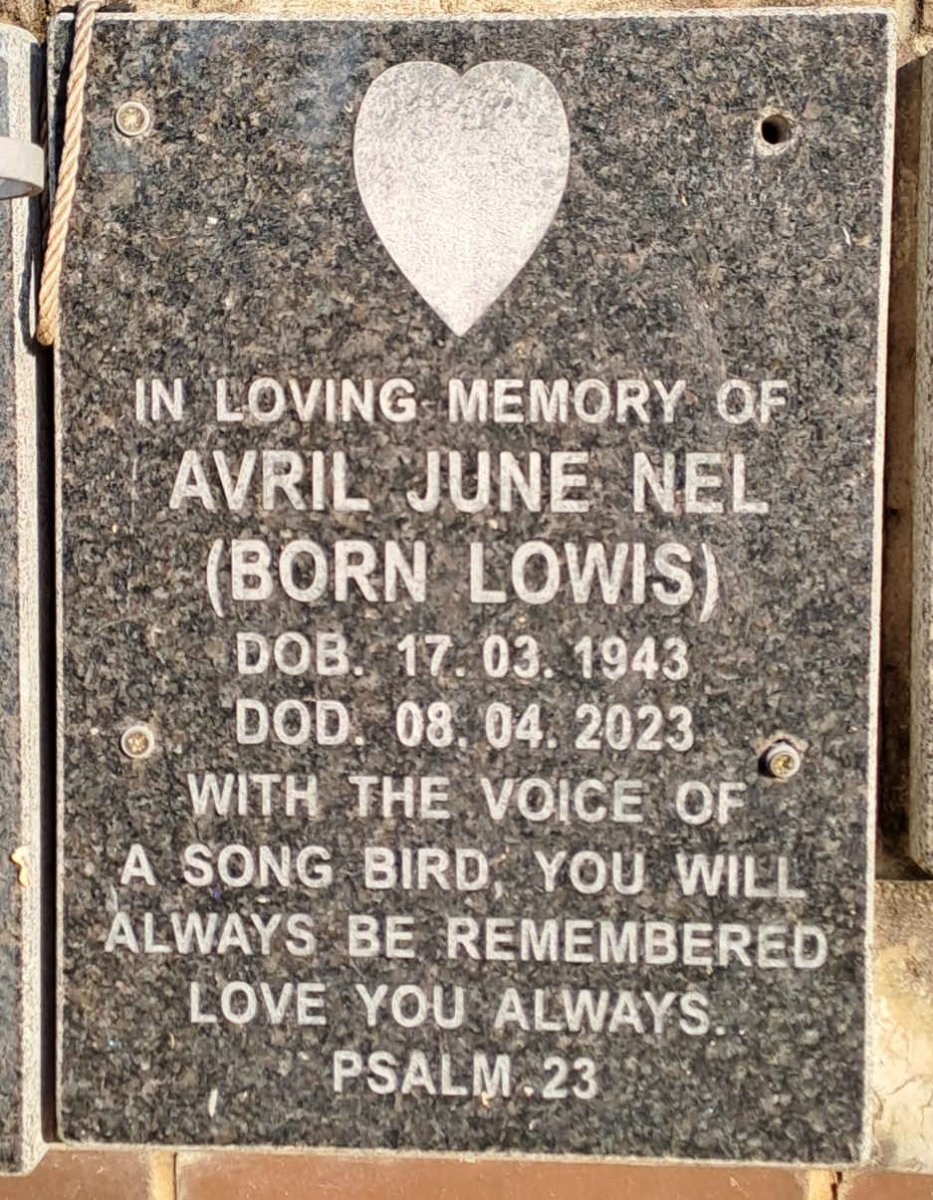 NEL Avril June nee LOWIS 1943-2023