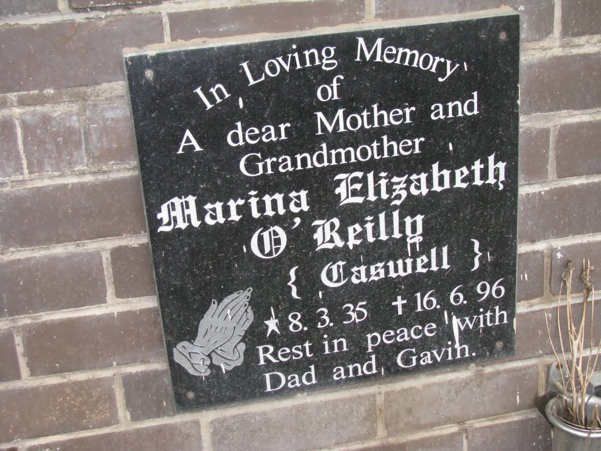 O'REILLY Marina Elizabeth nee CASWELL 1935-1996