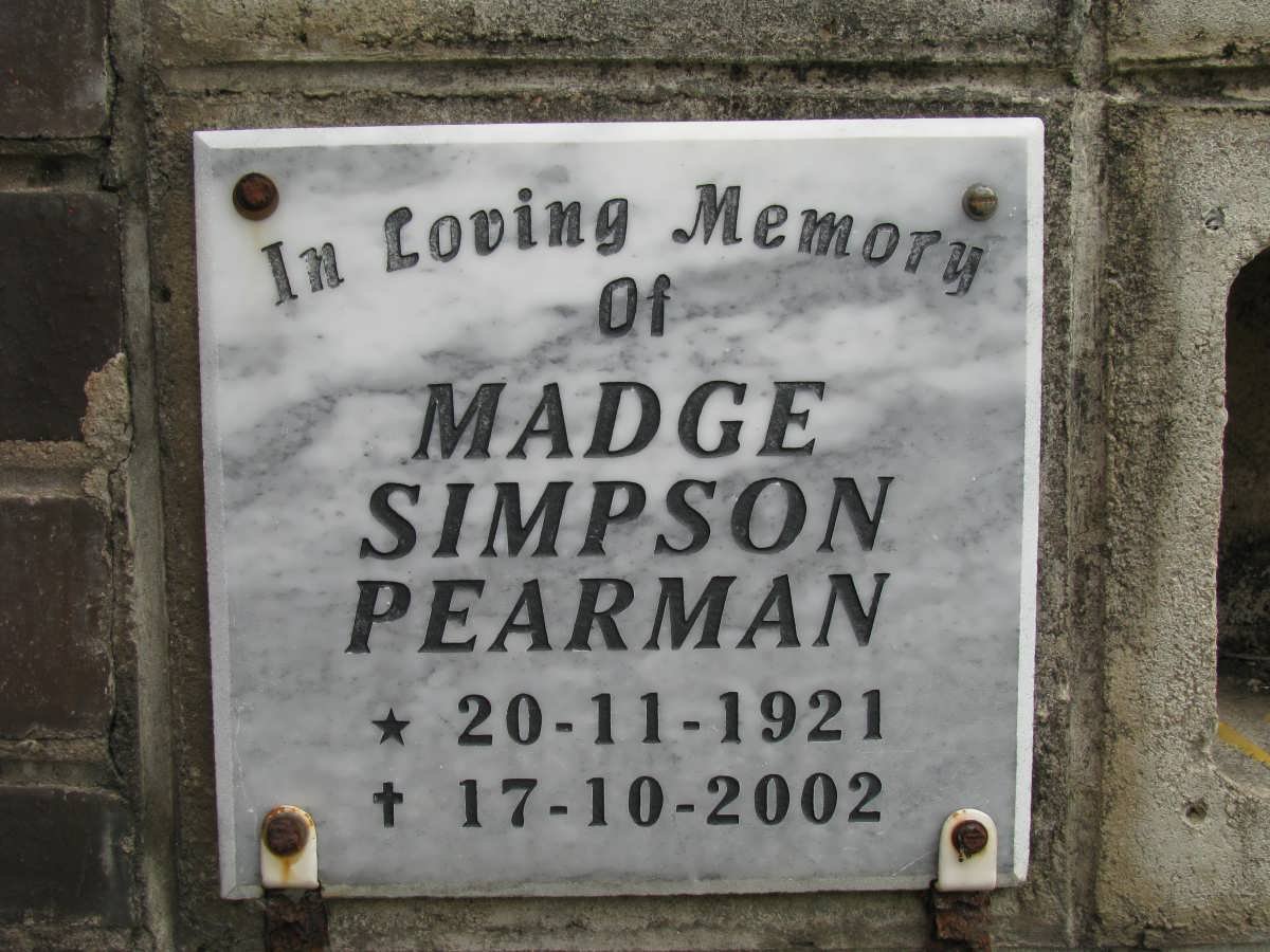 PEARMAN Madge Simpson 1921-2002