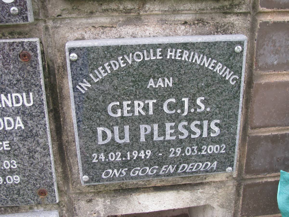 PLESSIS Gert C.J.S., du 1949-2002