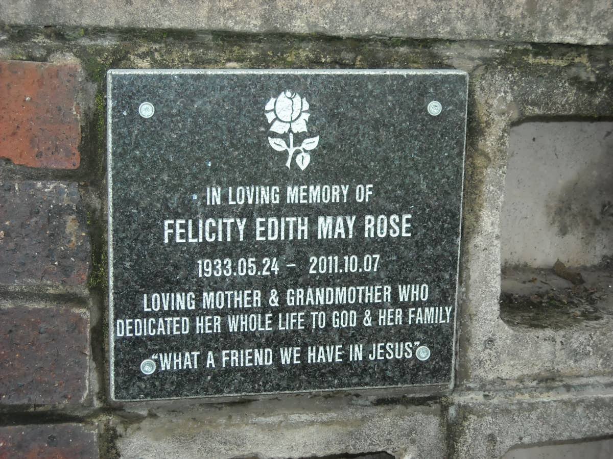 ROSE Felicity Edith May 1933-2011