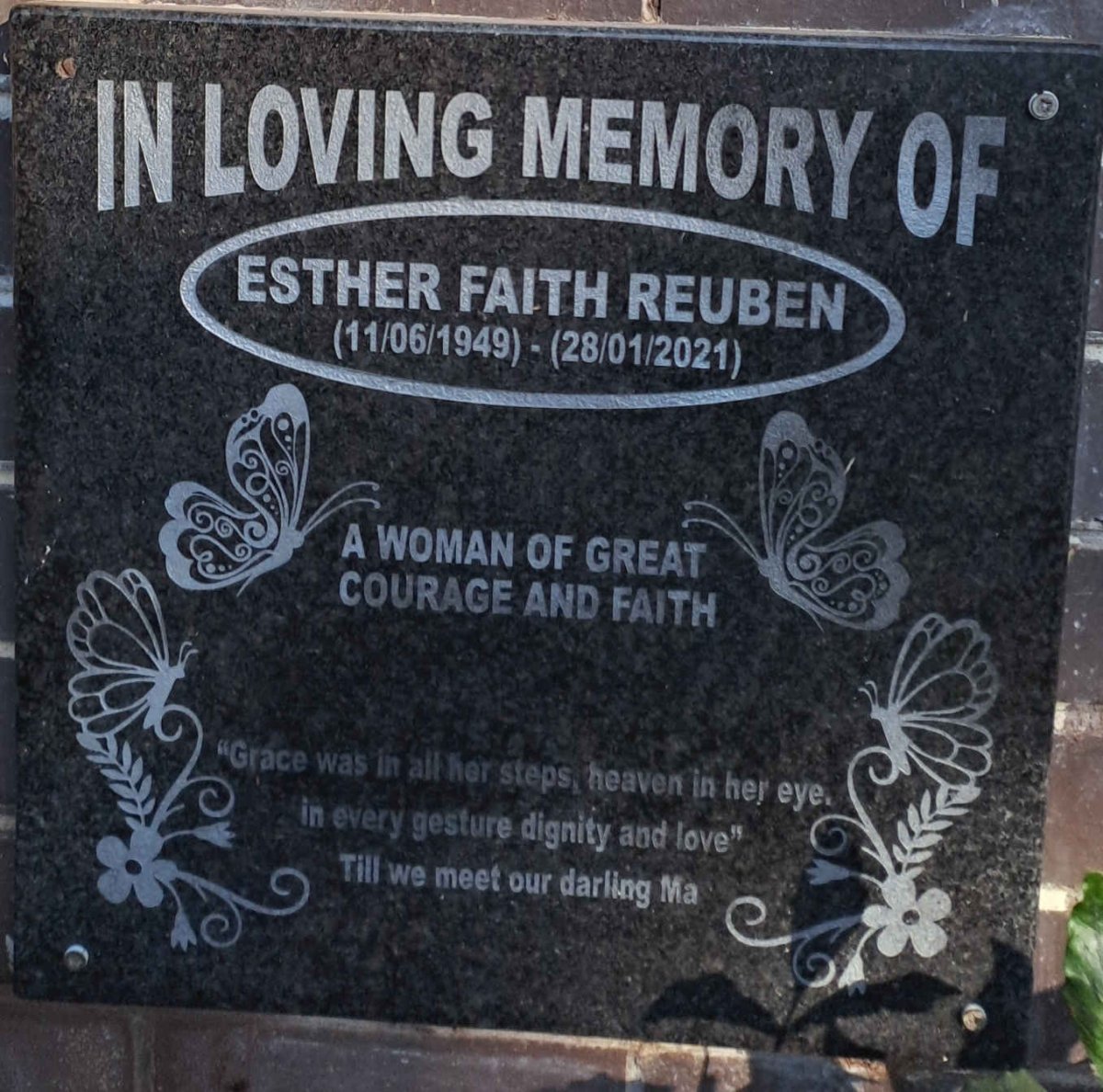 REUBEN Esther Faith 1949-2021