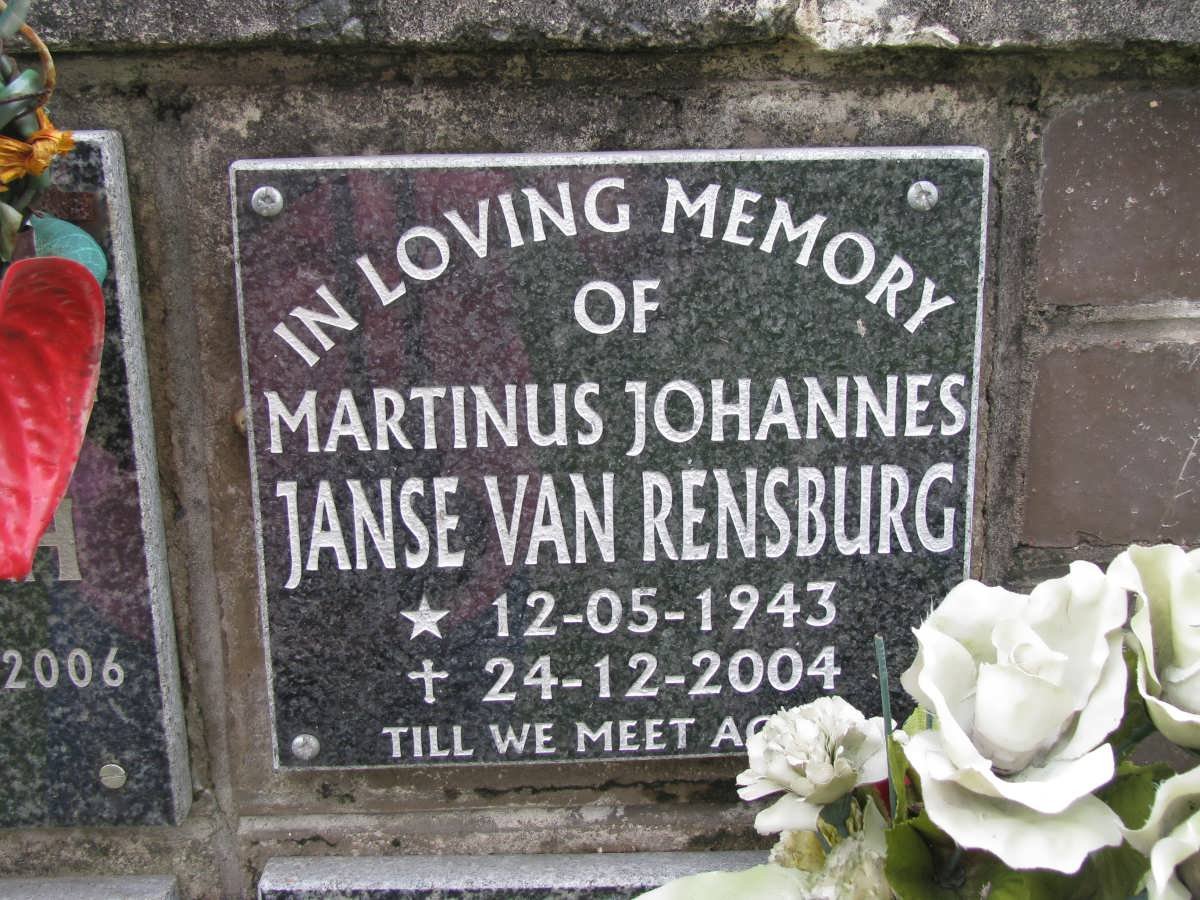 RENSBURG Martinus Johannes, Janse van 1943-2004