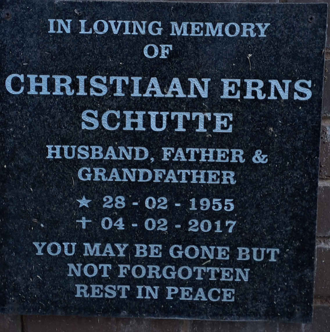 SCHUTTE Christiaan Erns 1955-2017