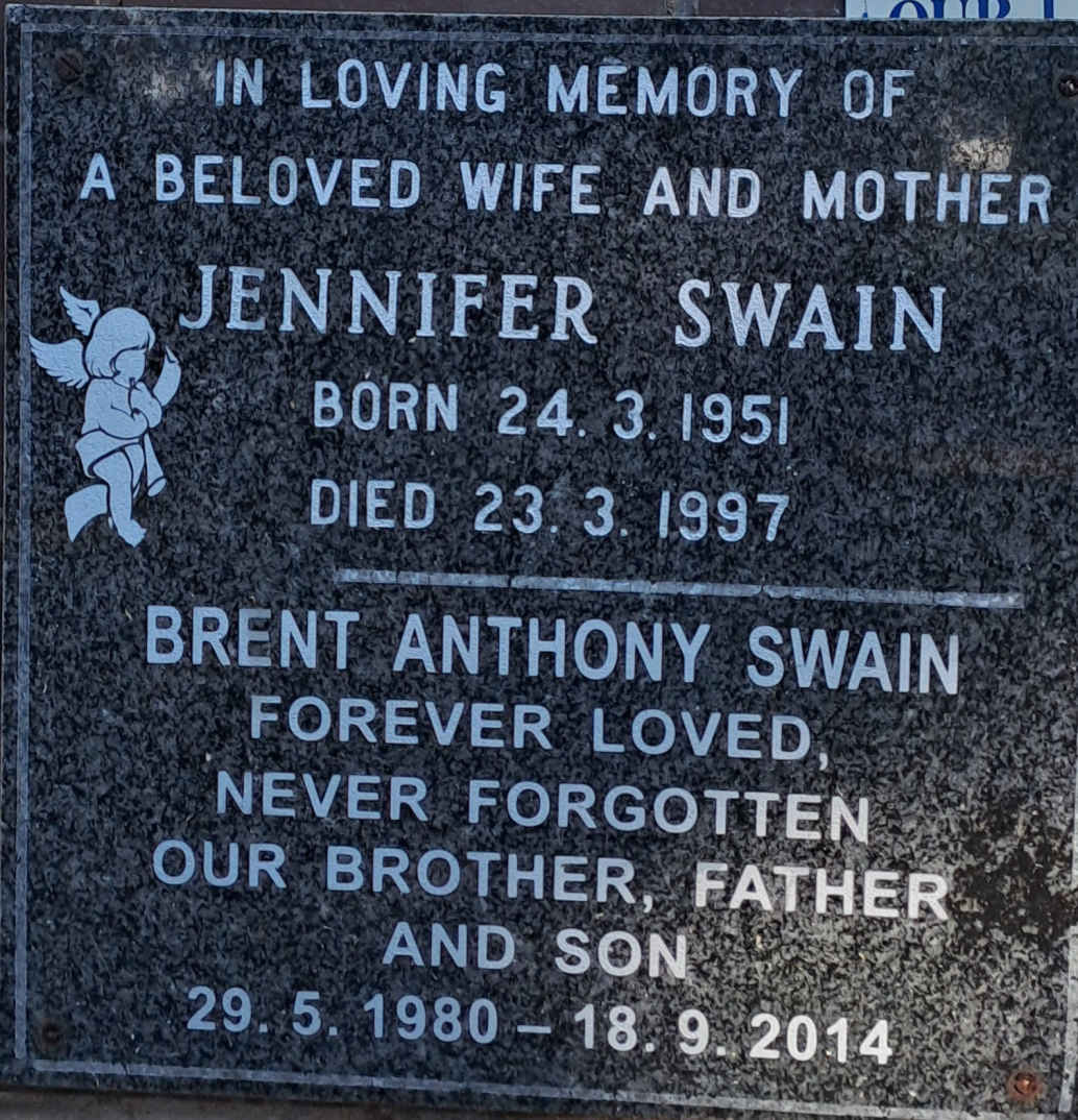 SWAIN Jennifer 1951-1997 :: SWAIN Brent Anthony 1980-2014