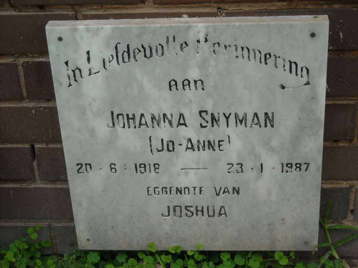 SNYMAN Johanna 1918-1987