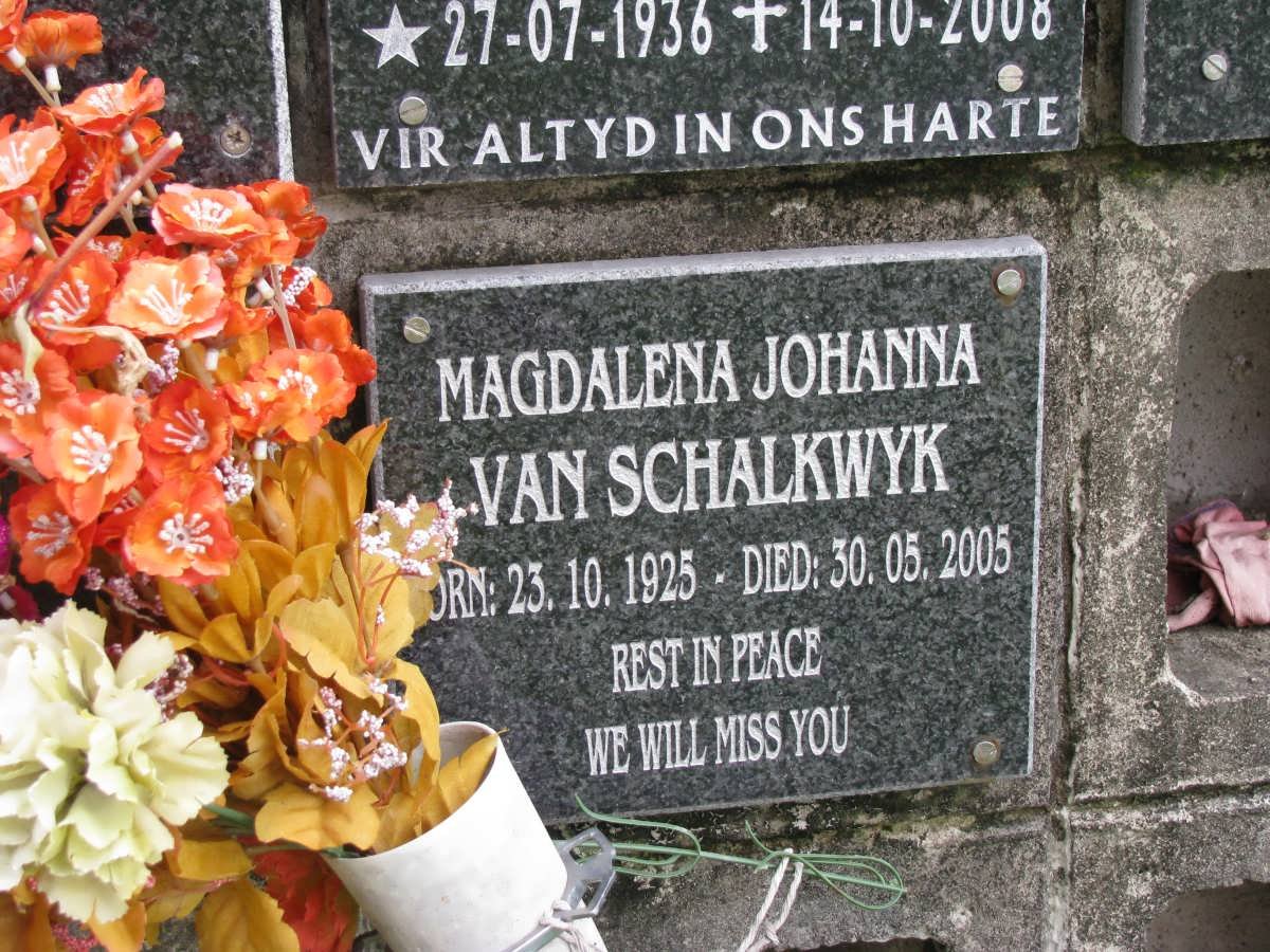 SCHALKWYK Magdalena Johanna, van 1925-2005