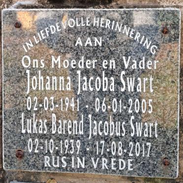 SWART Lukas Barend Jacobus 1939-2017 & Johanna Jacoba 1941-2005