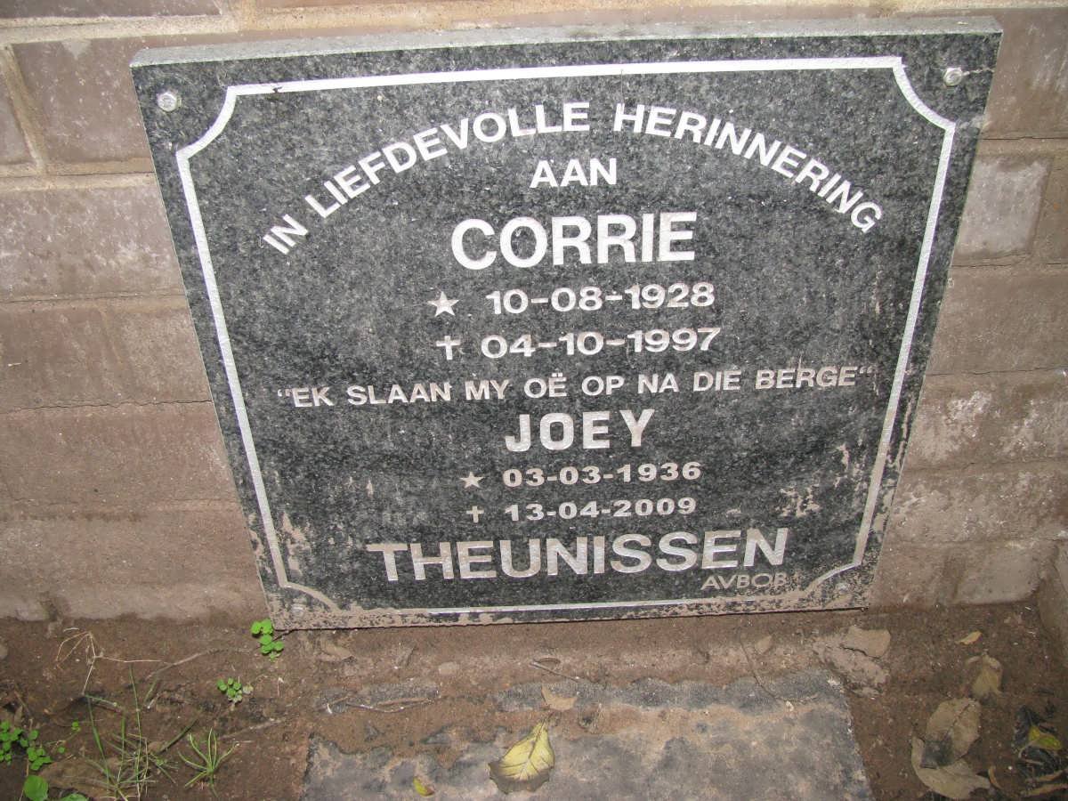 THEUNISSEN Corrie 1928-1997 &amp; Joey 1936-2009
