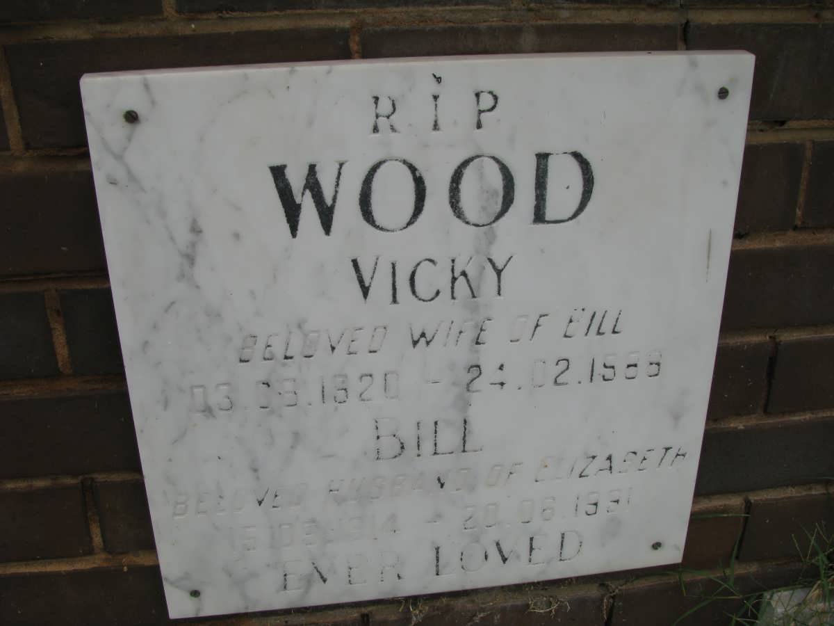 WOOD Bill 1914-1991 &amp; Vicky 1920-1989