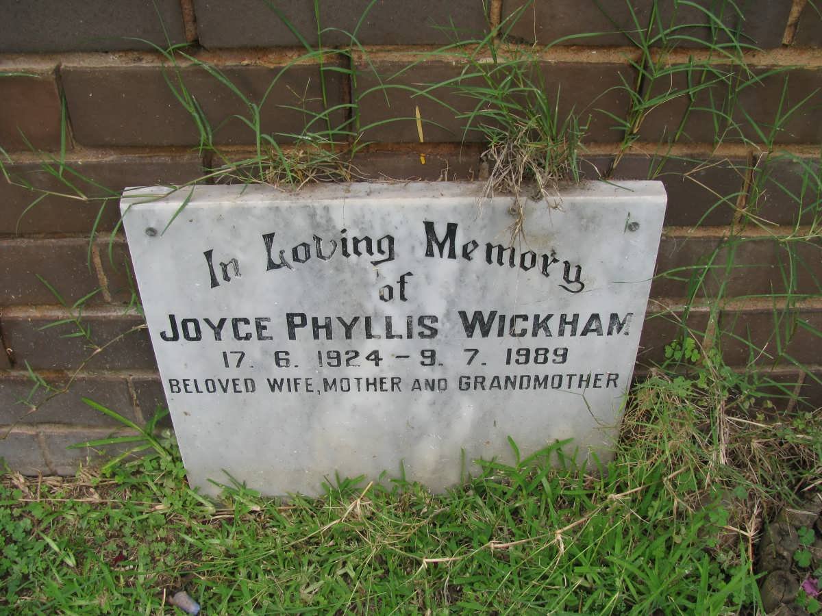 WICKMAN Joyce Phyllis 1924-1989