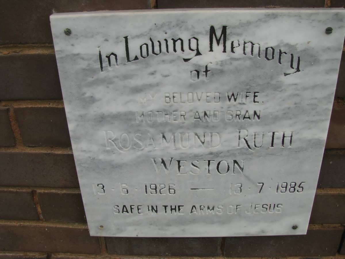 WESTON Rosamund Ruth 1926-1985