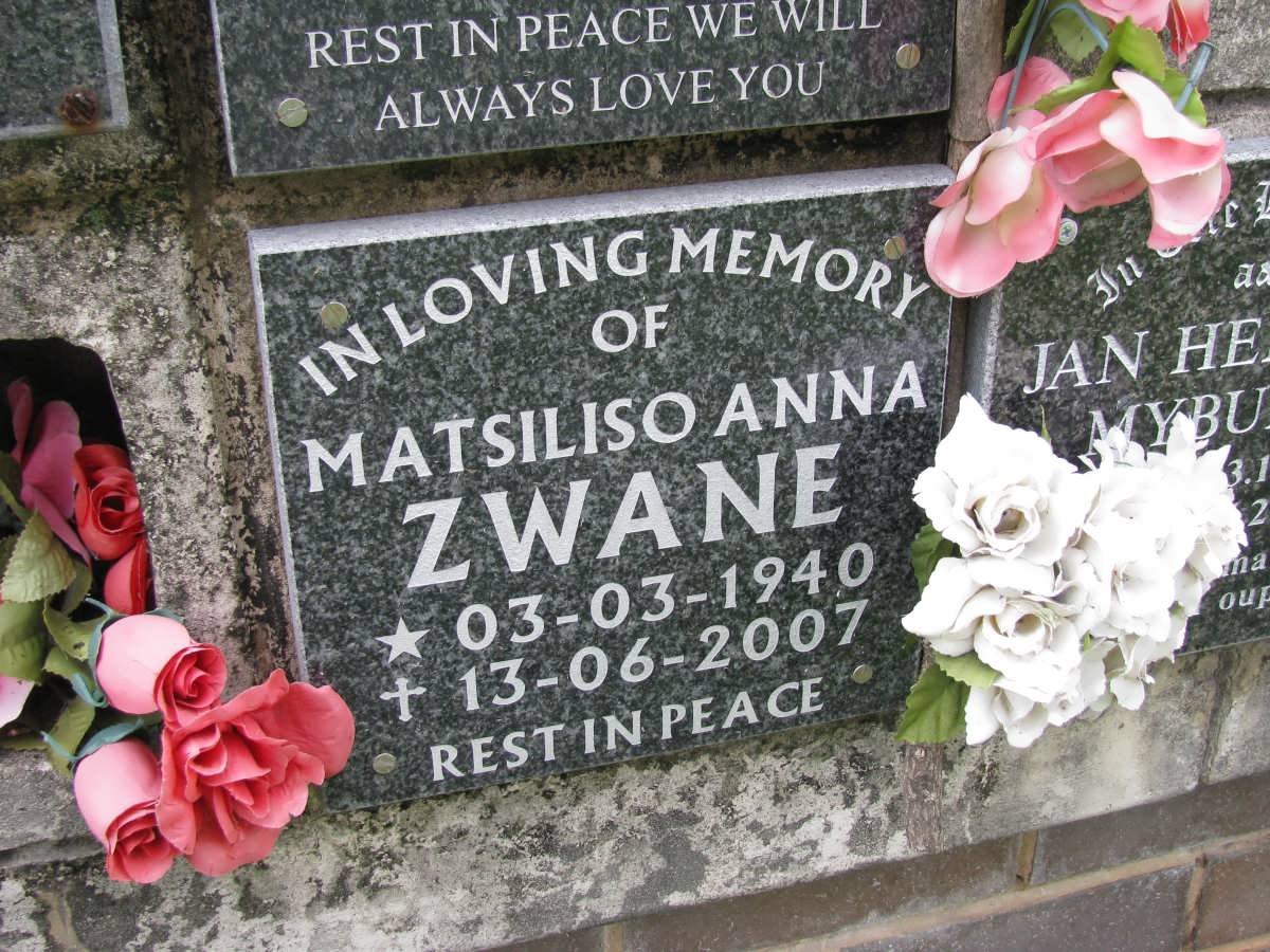 ZWANE Matsiliso Anna 1940-2007