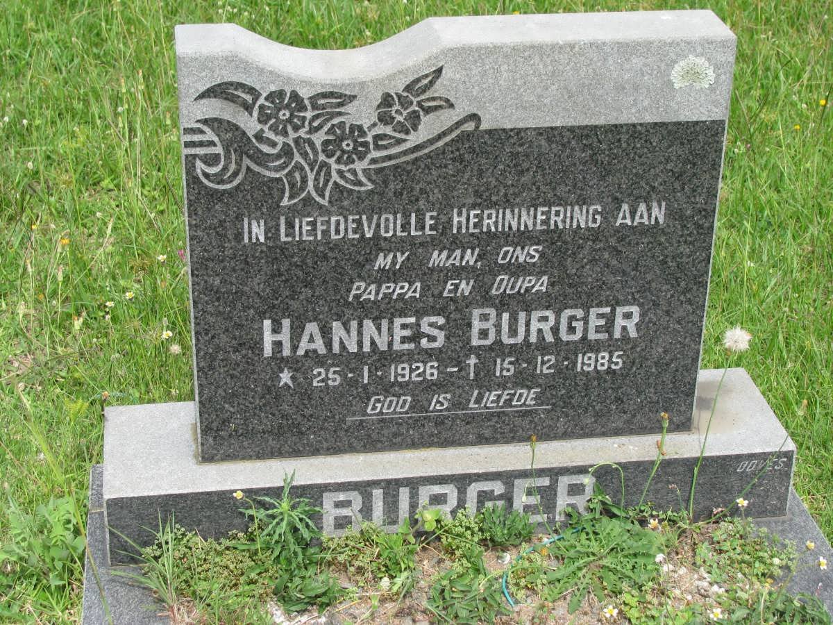 BURGER Hannes 1926-1985