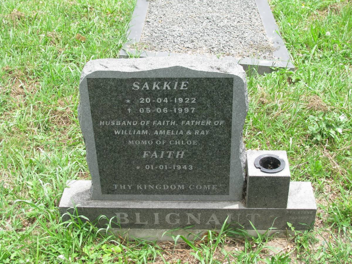 BLIGNAUT Sakkie 1922-1997 &amp; Faith 1943-