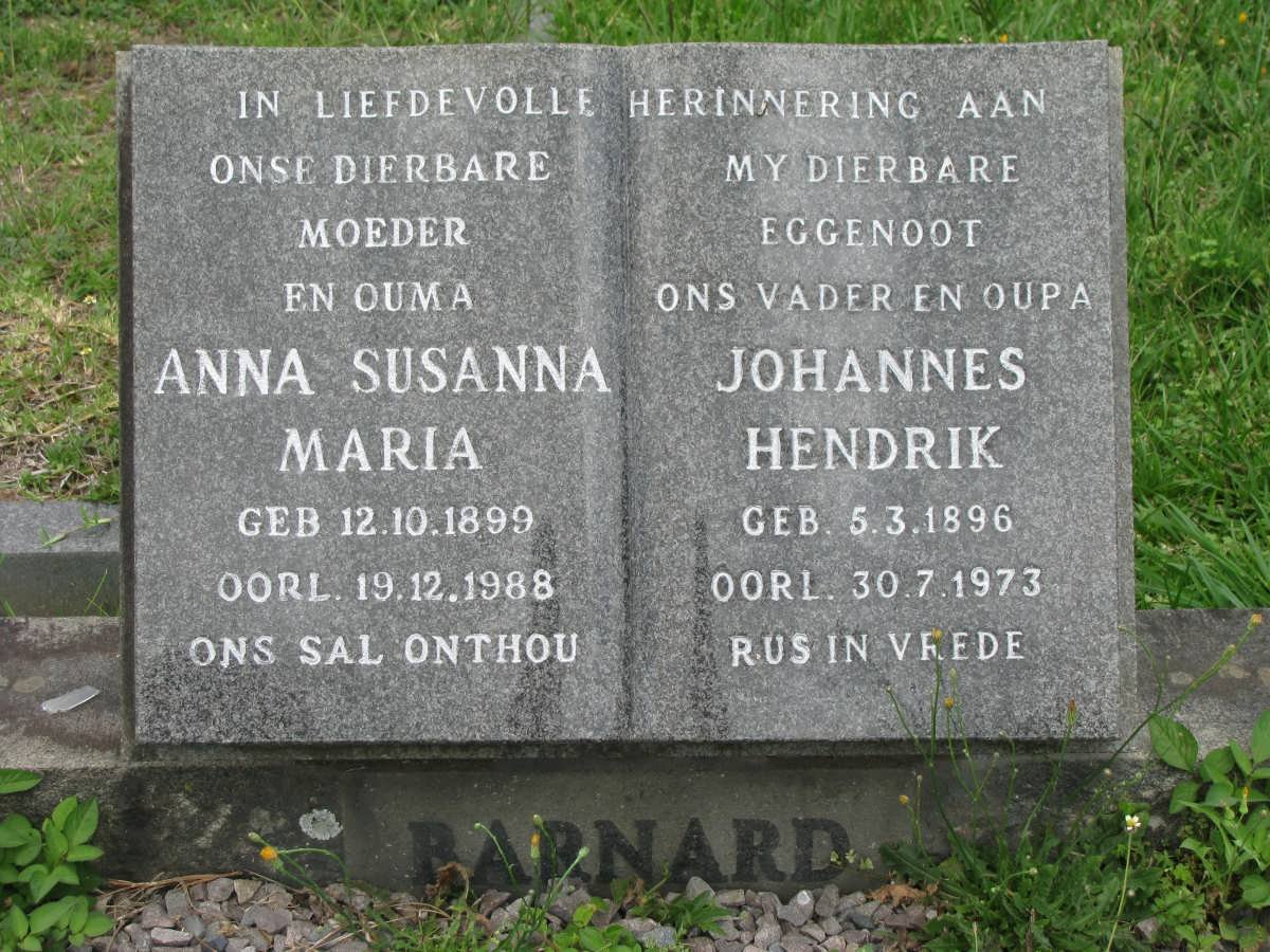 BARNARD Johannes Hendrik 1896-1973 &amp; Anna Susanna Maria 1899-1988