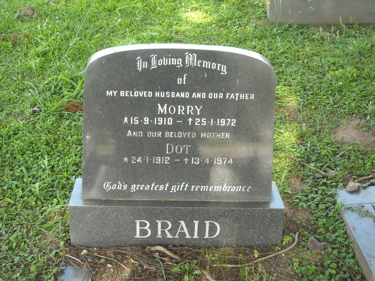 BRAID Morry 1910-1972 &amp; Dot 1912-1974