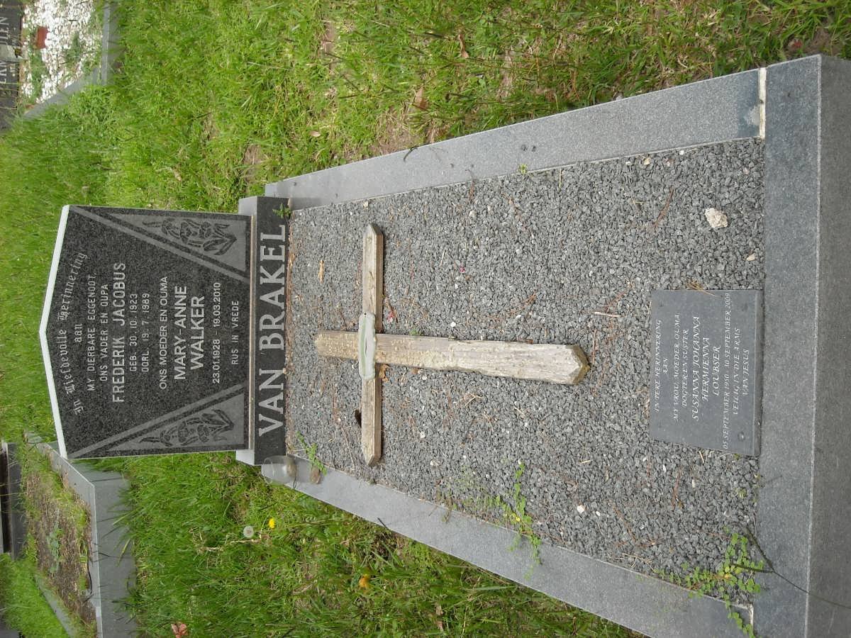 BRAKEL Frederik Jacobus, van 1923-1989 &amp; Mary-Anne WALKER 1928-2010