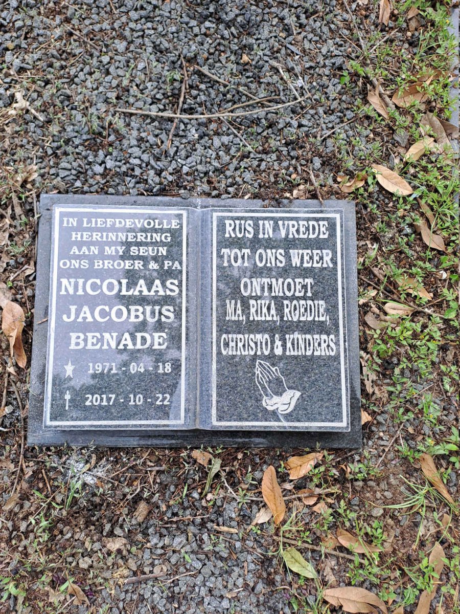 BENADE Nicolaas Jacobus 1971-2017