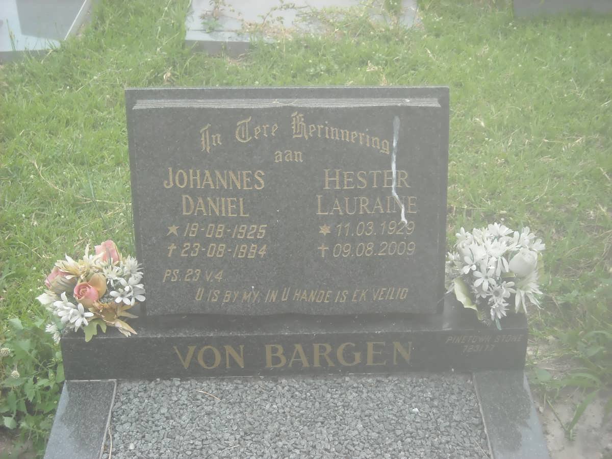 BARGEN Johannes Daniel, von 1925-1994 &amp; Hester Lauraine 1929-2009