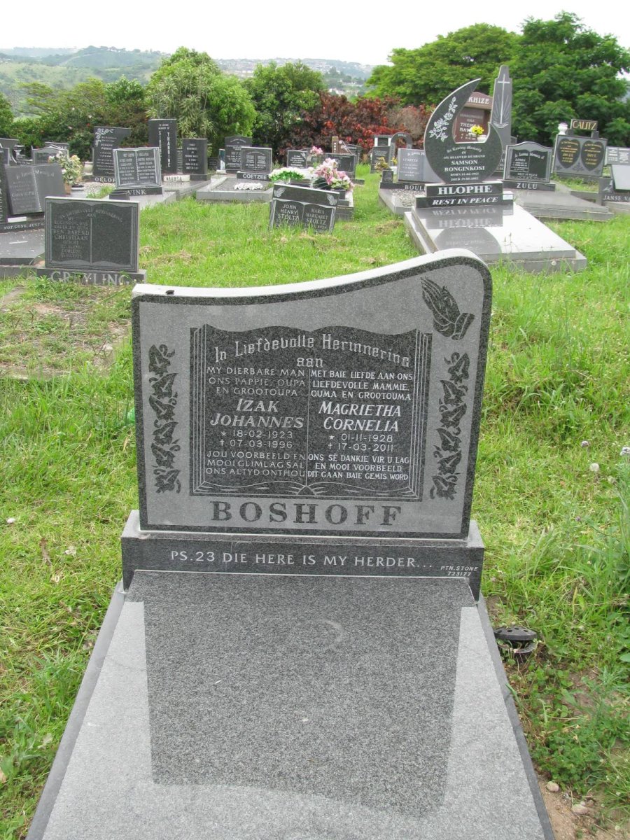 BOSHOFF Izak Johannes 1923-1996 &amp; Magrietha Cornelia 1928-2011