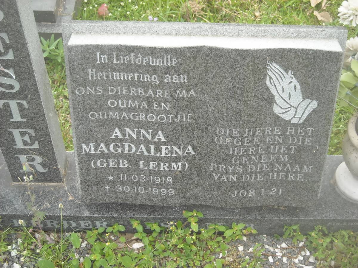 BESTER Anna Magdalena nee LERM 1918-1999