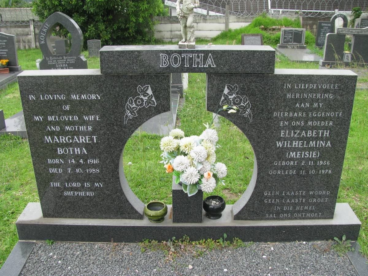 BOTHA Margaret 1916-1988 :: BOTHA Elizabeth Wilhelmina 1956-1978