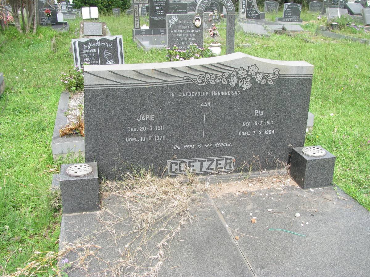 COETZER Japie 1911-1970 &amp; Ria 1913-1984
