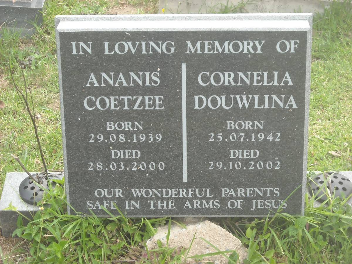 COETZEE Ananis 1939-2000 &amp; Cornelia Douwlina 1942-2002