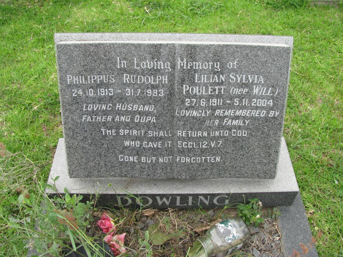 DOWLING Philippus Rudolph 1913-1983 &amp; Lilian Sylvia Poulett nee WILL 1911-2004