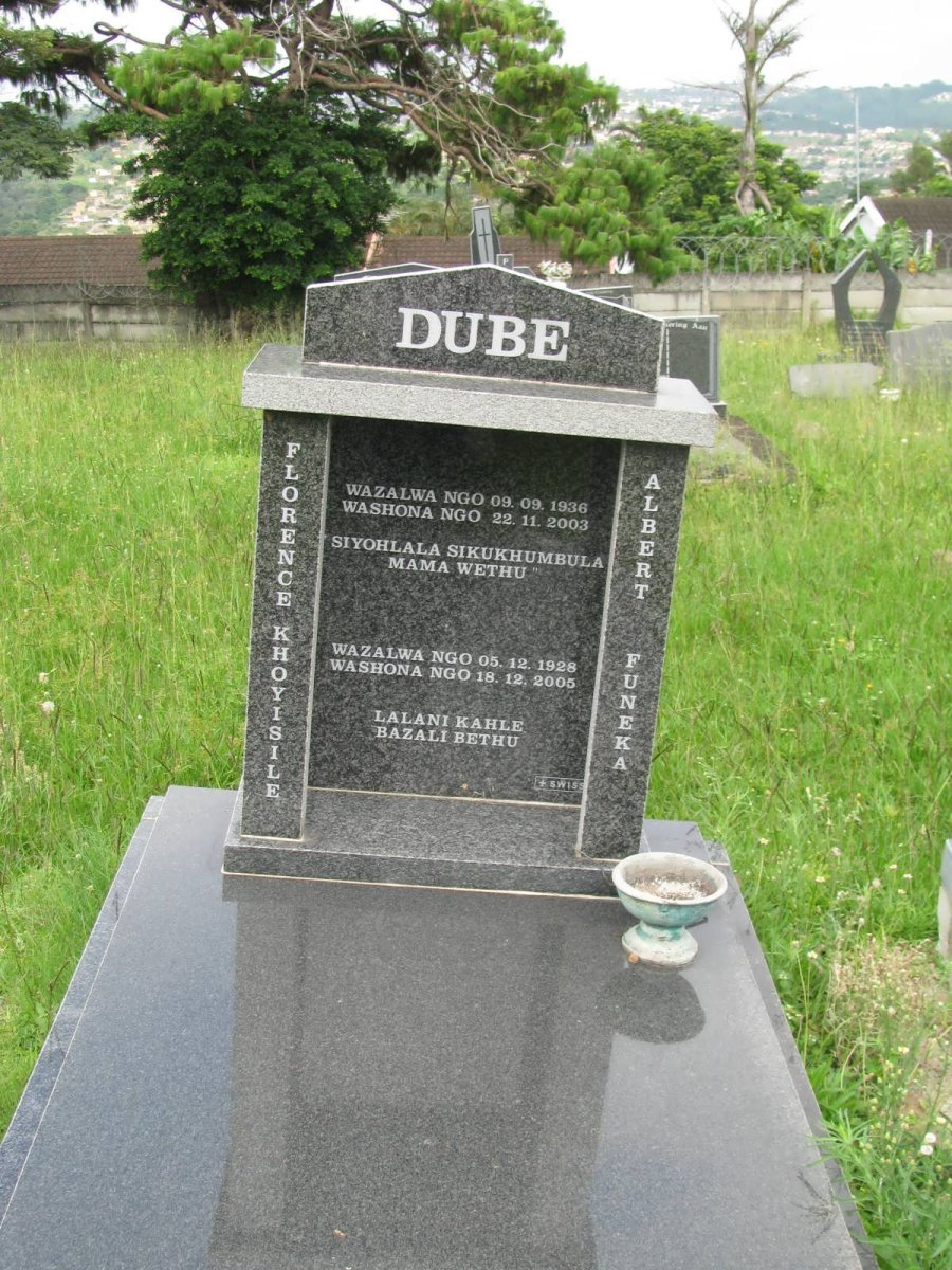 DUBE Albert Funeka 1928-2005 &amp; Florence Khoyisile 1936-2003