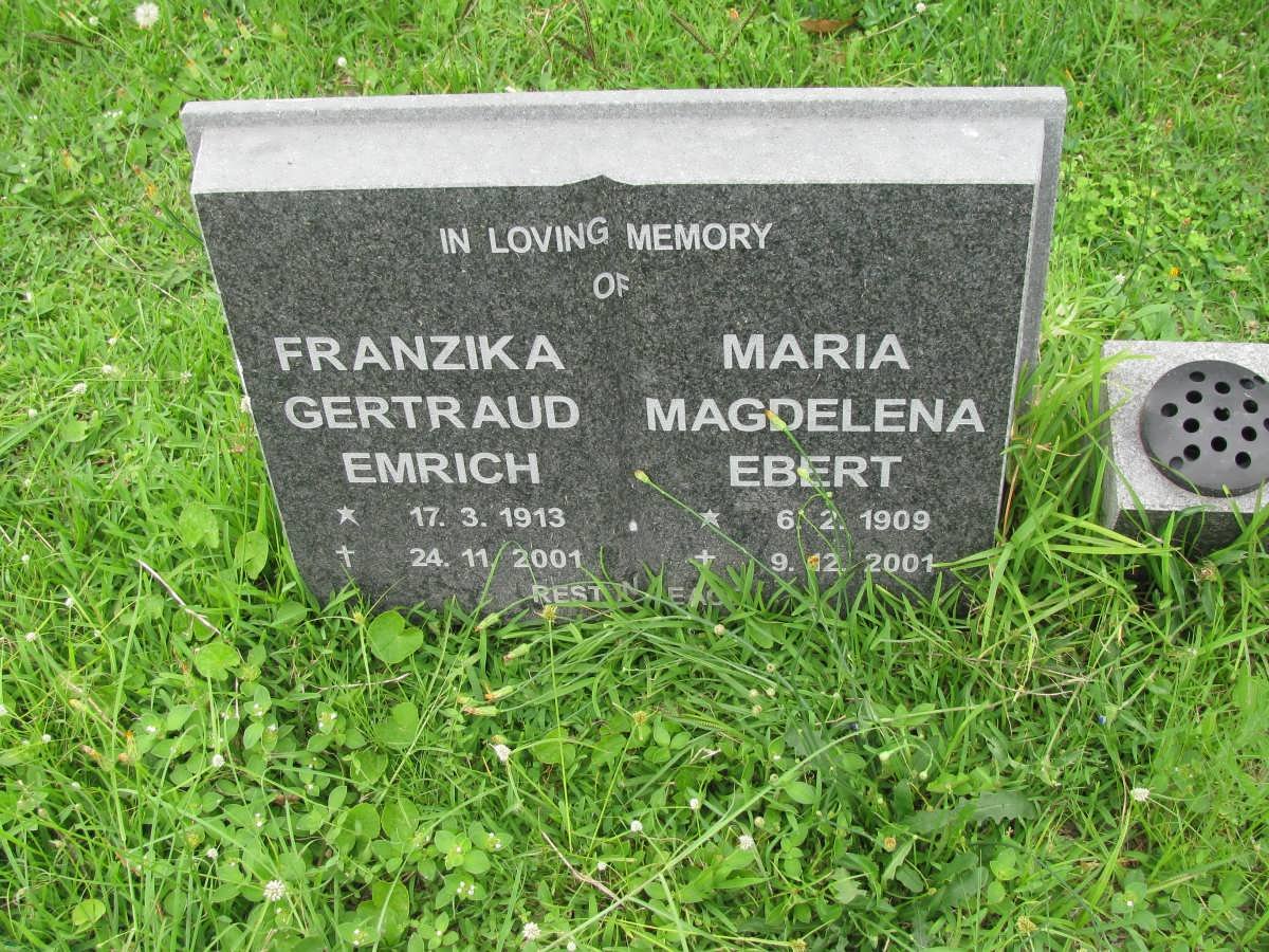 EMRICH Franzika Gertude 1913-2001 :: EBERT Maria Magdalena 1909-2001