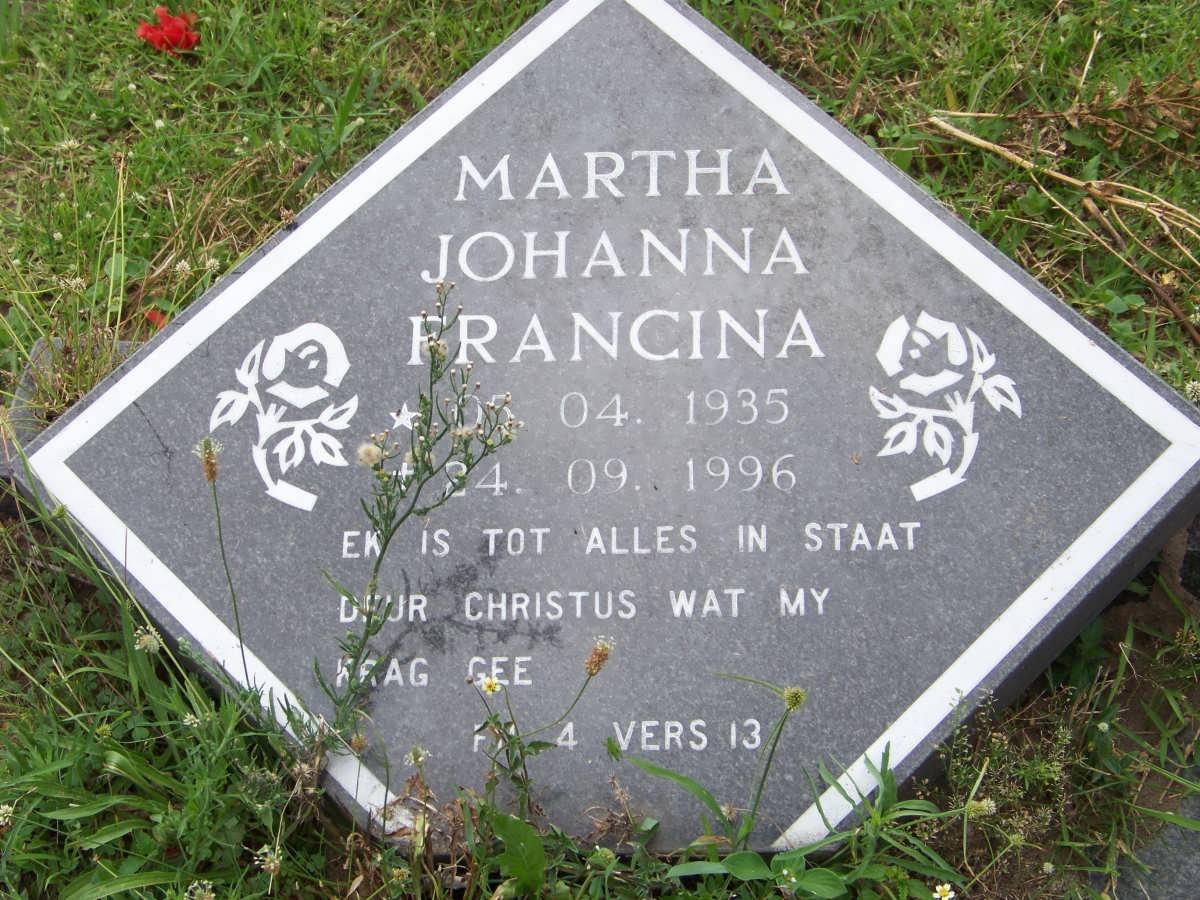ENGELBRECHT Martha Johanna Francina 1935-1996