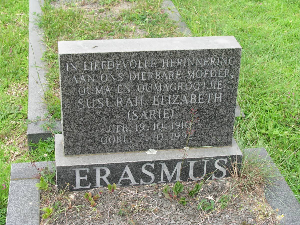 ERASMUS Susurah Elizabeth 1910-1992