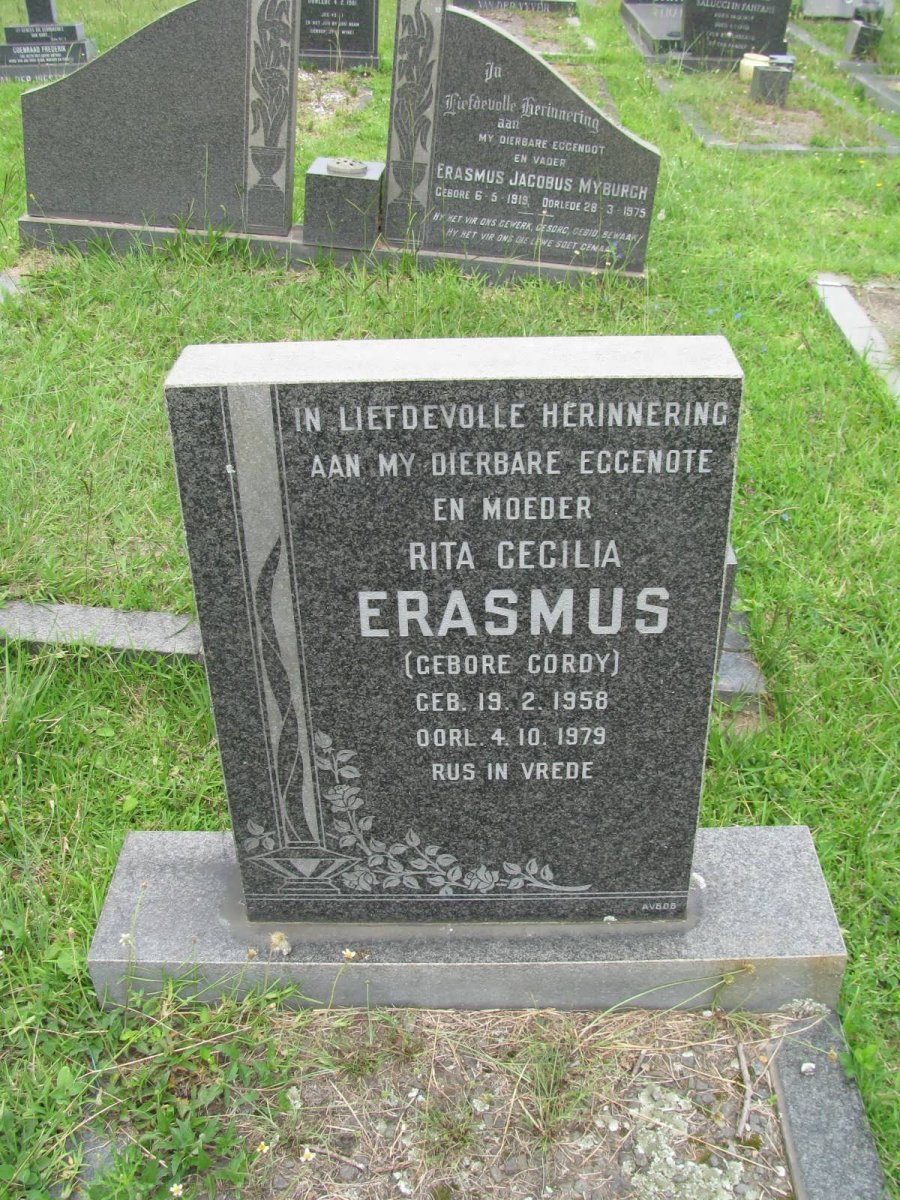 ERASMUS Rita Cecilia nee CORDY 1958-1979