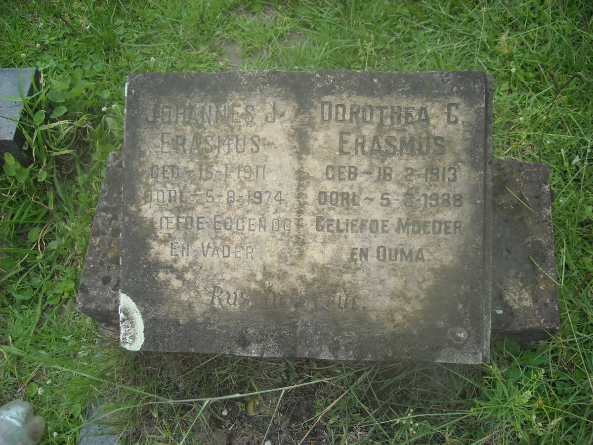 ERASMUS Johannes J. 1911-1974 &amp; Dorothea C 1913-1988