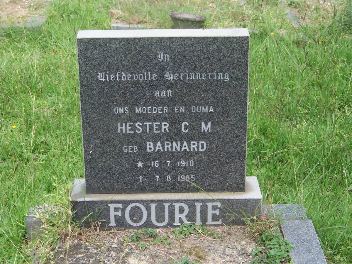FOURIE Hester C.M. nee BARNARD 1910-1985