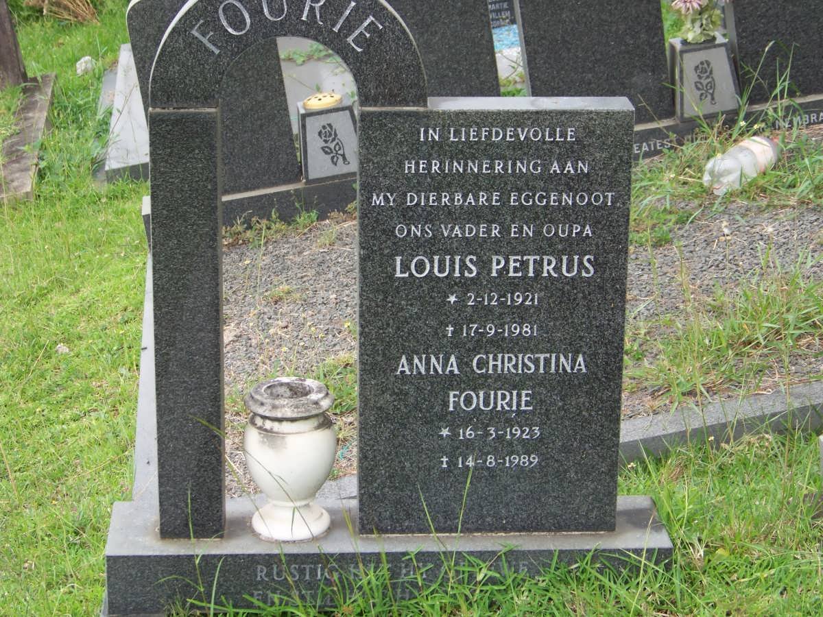 FOURIE Louis Petrus 1921-1981 &amp; Anna Christina 1923-1989