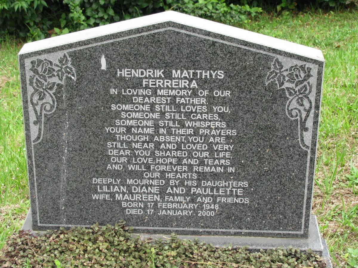 FERREIRA Hendrik Matthys 1948-2000